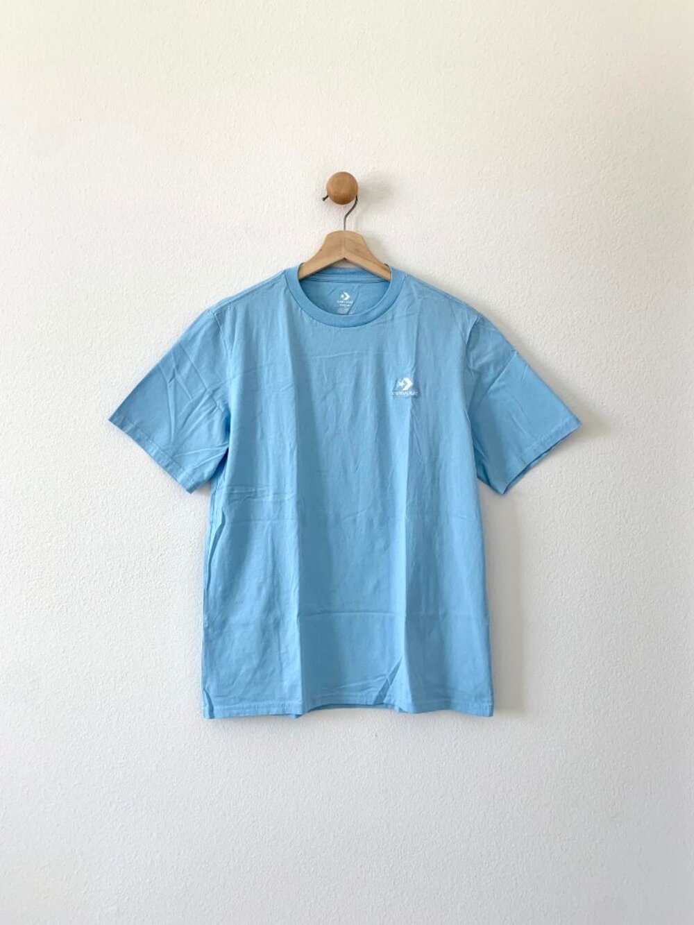 Converse Light Baby Blue Embroidered Logo Short Sleeves Tee Shirt Medium